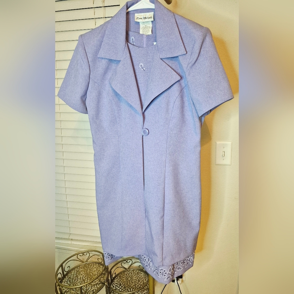 Renee‎ Michaels Lavender Short Sleeve Blazer And Dress Set